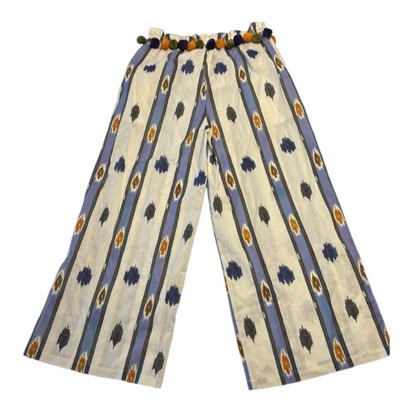NOT 4 SALE Ollari Anthropologie Ikat Print Wide Leg Pom Pom Embellishment Pants - Picture 11 of 16